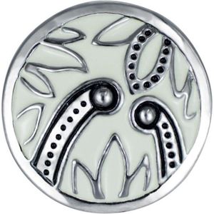Quiges - Dames Click Button Drukknoop 18mm Ornament Blad Wit - EBCM019