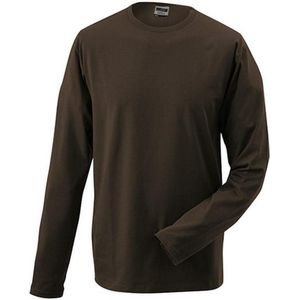 James and Nicholson - Unisex Lange Mouwen Elastisch T-Shirt (Bruin)