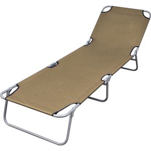 The Living Store Ligbed inklapbaar met verstelbare rugleuning taupe - Ligbed - Campingbed - Lounge Stoel - Zonnen Bed - Outdoor Meubilair