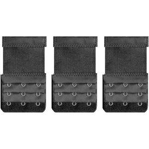 BH Verlengstuk Dames - 3-Haak Verlengriem - Zacht & Comfortabel - Nylon met RVS Haken - Zwart - Voor Vrouwen BH - 1 Stuk