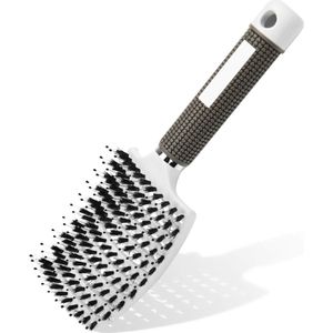 Haarborstel - Ergonomische Handgreep - Zwijnenhaar - Hoofdmassage - Multifunctioneel - Wit