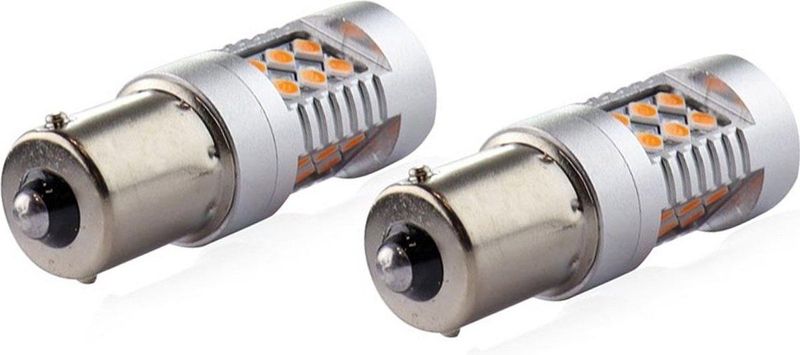 AMiO - LED CANBUS 3030 24SMD 1156 BAU15S PY21W - Amber - 12V/24V - 800 Lumen