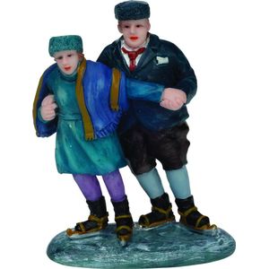Dickensville Kerstfiguur Schaatsers 5,1 X 6,4 Cm Blauw/groen