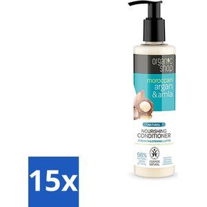 15 x Organic Shop - Conditioner Argan & Amla - Hydraterend en Verzorgend - 280 ml - Waterlelie - Biologische Conditioner - Vegan Conditioner