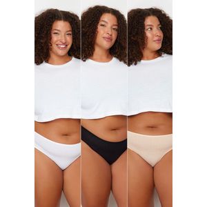 Trendyol TBBSS23CM00003 Volwassenen Vrouwen 3 pack - Zwart-wit-huid - 2XL