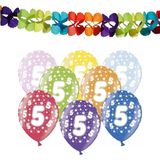 Partydeco 5e jaar verjaardag feestversiering set - Ballonnen en slingers
