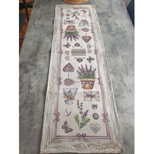 Tafelloper Gobelinstof Lavendel op hout 140*45cm