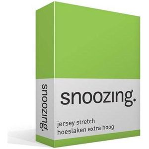 Snoozing Jersey Stretch - Hoeslaken - Extra Hoog - Lits-jumeaux - 160/180x200/220 cm - Lime