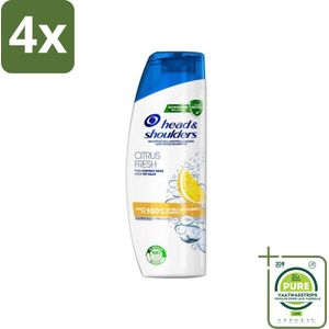 Head & Shoulders - Anti-Roos Shampoo - Citrus Fresh - Vet Haar - 285ml - Voordeelverpakking - 4 stuks - Anti-Roos Shampoo - Roos shampoo