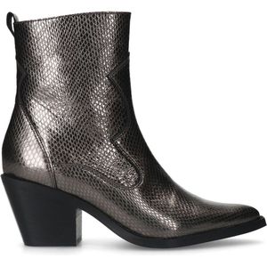 Sacha - Dames - Zilveren leren croco western enkellaarsjes - Maat 41