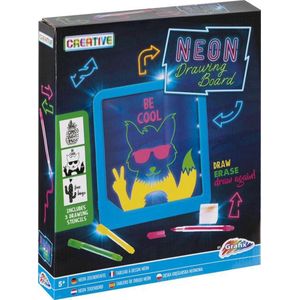 Grafix neon tekenbord |inclusief 3 overtrek stencils & neonpennen | speelgoed voor kinderen | tekenbord kinderen