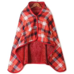 Zachte Fleece Rolstoeldeken met Knopen en Zakken voor Dames - Winter Kniedeken in Rood