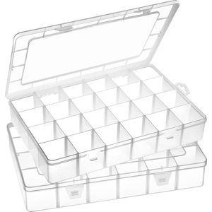 Extra Grote 24 Vakken Plastic Sorteerdoos - Opbergdoos met Deksel voor Kleine Onderdelen - Sieradenorganizer Box voor Oorbellen en Kralen
