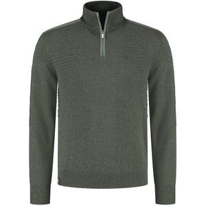 Fellows United - Pullover - Groen - Half Zip Ribs At Side