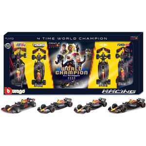 Bburago Red Bull Racing F1 4x World Champion Set Max Verstappen - RB16B, RB18, RB19, RB20 - modelauto set - giftset - schaal 1:43