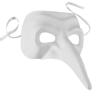 dressforfun - Venetiaans masker met lange neus wit - verkleedkleding kostuum halloween verkleden feestkleding carnavalskleding carnaval feestkledij partykleding - 303555
