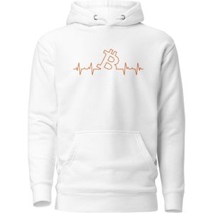 Bitcoin Heart Beat - Bitcoin Hoodie - Unisex - Kleur Wit - Maat S | Bitcoin cadeau| Crypto cadeau| Bitcoin Trui| Crypto Trui| Crypto Hoodie| Bitcoin Hoodie| Bitcoin Merch| Crypto Merch| Bitcoin Kleding| Crypto Kleding