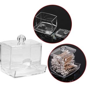 Narimano® Wattenstaafjes houder met deksel, stapelbare wattenschijfjes, opslag, transparante wattenschijfdispenser, organizer, opbergdoos voor wattenballen, wattenstaafjes