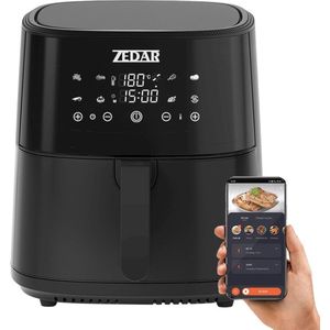 Zedar AF600 Airfryer XXL - Met APP - Groot 8 Liter - Heteluchtfriteuse - Zwart - Digital Touchscreen - 50 voorgeprogrammeerde gerechten