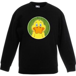 Kinder sweater zwart met vrolijke eend print - eenden trui - kinderkleding / kleding 98/104