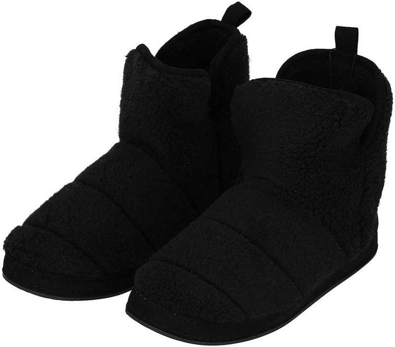 Apollo - Pantoffels - Zwart - Teddy Stof - Hoog Model - Antislip Zool