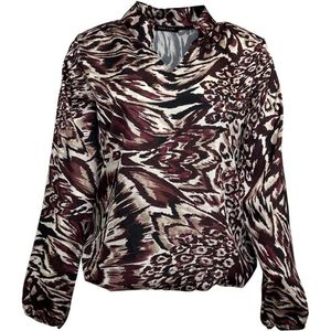 Pink Lady - E245 - Dames Blouse - Bordeaux Print - V-hals
