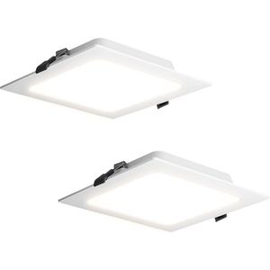 HOFTRONIC - 2-Pack Virginia inbouwspots - 6W - 490 lumen - Extra plat - 4000K neutraal wit - Wit - Vierkant - 120x120cm