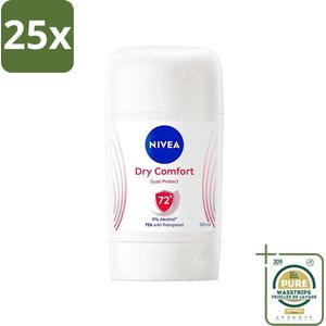 25 x NIVEA - Deostick - Droog Comfort - 72 Uur Anti-Transpirant - 50 ml - Grootverpakking - Anti-Transpirant Stick - Deo Stick - Zweetbescherming - Droog Comfort - Huidgevoel