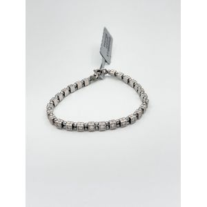 Spadarella Gioielli - SPBR524 - Armband - 925 Zilver - 4 mm - Zirkonia - Lichtgrijs - Hematiet - 17 Cm -Dames - Heren - Unisex - Made in Italy