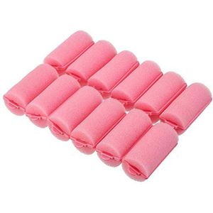 Haarkrullers - Haarrollers - 12x Luxe Krulspelden Spons - Kleefroller - Haren - Krullen - Verzorging - Krul - roze