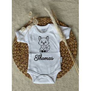 Romper - Gepersonaliseerd - Met Naam - Vos - Baby - Katoen - Maat 50/56
