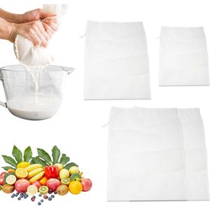 4 stuks fijnmazige nylon filterzakken - 100 micron - herbruikbaar - 3 maten - hopfilterzakken - notenmelkzak - biologisch wasbaar - zeefzakken voor vruchtensappen .