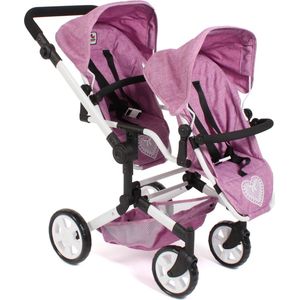 Bayer Chic 2000 Pu-tandem buggy LINUS Duo Jeans roze