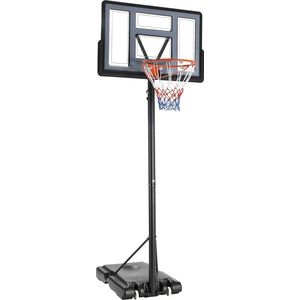 FIBILA Basketbalpaal - Basketbalring - Basketbalpaal Standaard met Wielen- Basketbalpaal voor Buiten - 135 t/m 305cm Hoog - Zwart
