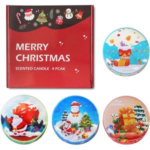 Aromakaarsen Cadeauset - 4 Stuks Naturële Sojawas Geurkaarsen voor Kerstmis en Thanksgiving