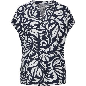 Street One LTD QR Shirtblouse w splitneck Dames Blouse - deep blue - Maat 44