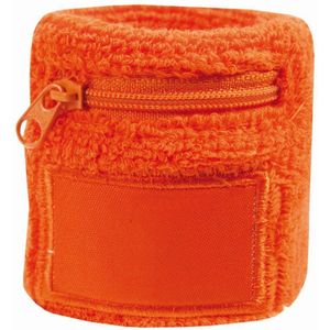 Benza Pols Zweetbandjes - Oranje 6 cm - Inc. Opbergvakje met rits (2 stuks)