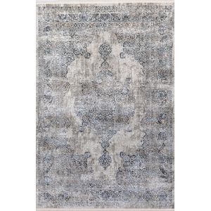 Vloerkleed CASABLANCA - blauw grijze tinten - zacht velours - 200 x 290 cm - in diverse maten verkrijgbaar - kleed - tapijt - karpet - loper - mat - keukenmat - keukenloper