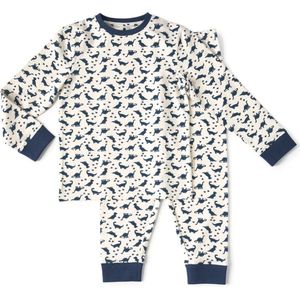 Little Label - pyjama baby jongens wit dino 2Y/92 - Zachte BIO Katoen