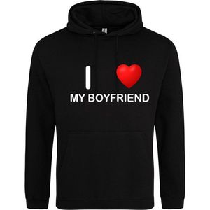 I LOVE MY BOYFRIEND Hoodie | Sweater | Capuchon | Trui | Hooded | Print | Zwart | Maat 2XL | Valentijnsdag