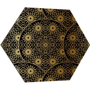 Dibond Hexagon - Borden met Gouden Geometrische Print - 80x69.6 cm Foto op Hexagon (Met Ophangsysteem)