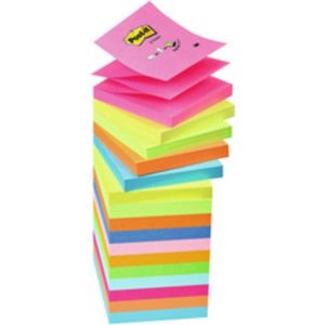 Post-it® Z-Notes, Navullingen, Geel (2), Groen (1), Paars (1), Roze (1), Oranje (1), 76 x 127 mm, 6 Blokken, Individueel Verpakt, 100 Blaadjes/Blok