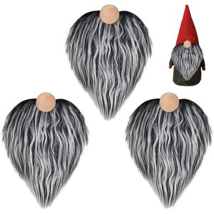 Provento - Kerstdecoratie drie stuks kunstbont kerstdwergbaarden grijs