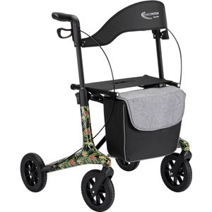 MultiMotion - Carbon rollator maat M - 5,5 kg - Softwielen - Bloemenprint