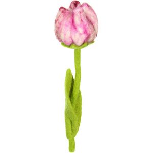 Bloem Vilt - Tulp Flora Fuchsia/Roze/Wit - 40cm - Fairtrade Sjaalmetverhaal