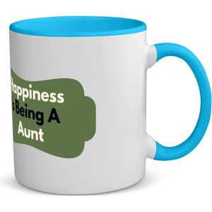 Akyol - happiness is being a aunt koffiemok - theemok - blauw - Tante - de liefste tante - verjaardag - cadeautje voor tante - tante artikelen - kado - geschenk - 350 ML inhoud