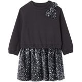 Kerstjurk - Antraciet - Meisjes - 2-in-1 Effect - Pailletten