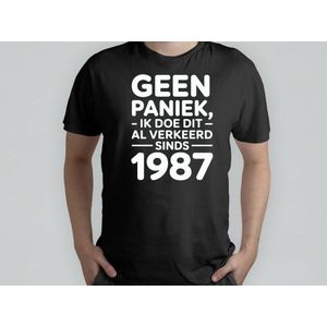 Geen Paniek ik doe dit al verkeerd Sinds 1987 - T Shirt - SarcasticBirthday - Funny - BirthdayGift - SarcasmModeOn - SarcastischeVerjaardag - GrappigCadeau - SarcasmeAan