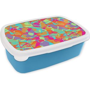 Broodtrommel Blauw - Lunchbox - Brooddoos - Lavalamp - Regenboog - Patronen - Hippie - 18x12x6 cm - Kinderen - Jongen