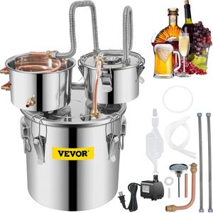VEVOR Water Alcohol Distiller - 12,3L Destillatie Plant -Roestvrijstalen Liquor Distilling Distiller Complete Set Inbegrepen -Eindproducten Fruit Wijnen, Whisky, Liquor, Champagne, Wodka -Zilver